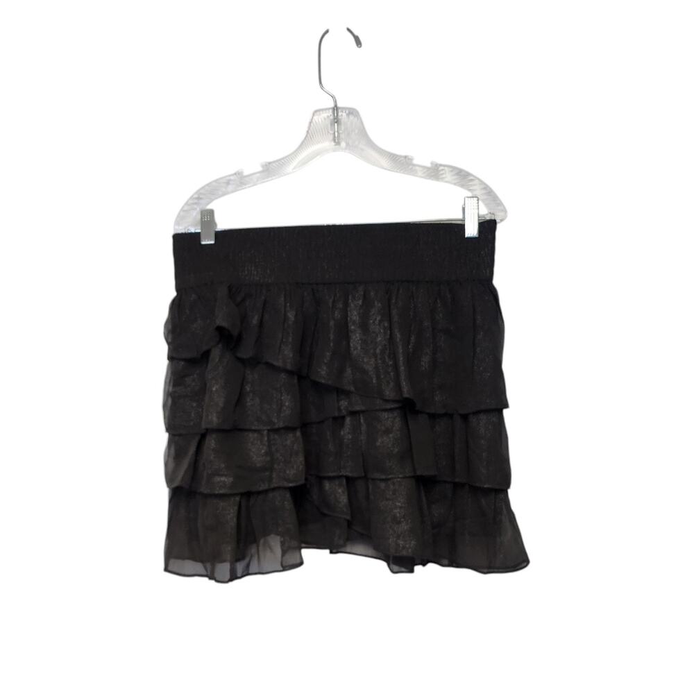 American Eagle Outfitters Ruffled Tiered Skirt Size Large Color Black/Silver